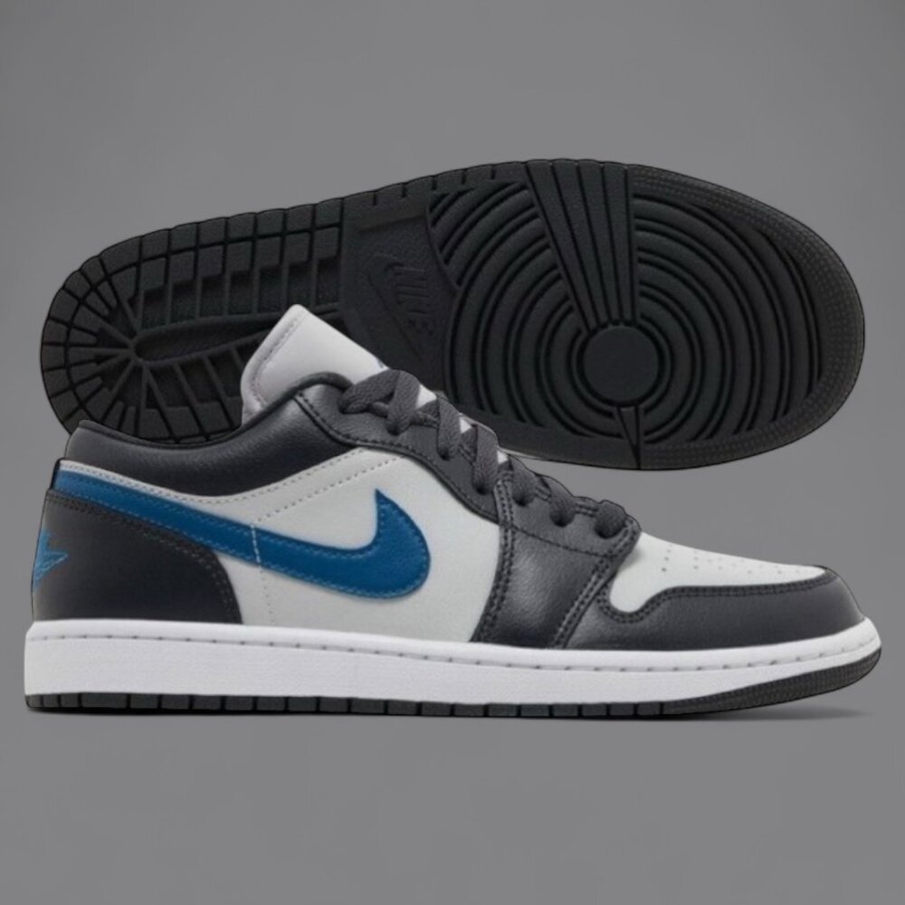 Womens Air Jordan 1 Low Basketball Shoes Size 8 Anthracite/Blue DC0774 040 NEW